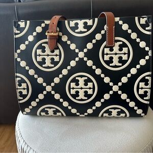 Tory Burch Black and Beige Tote Purse